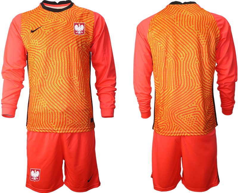 Men 2021 European Cup Poland red goalkeeper long sleeve soccer jerseys-0